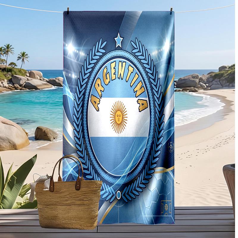 Asciugamano da Spiaggia Stampa Calcio Argentina Asciugatura Rapida Super Assorbente Morbido Asciugamano da Bagno per Nuoto Spiaggia Viaggio Souvenir Regalo per Fan