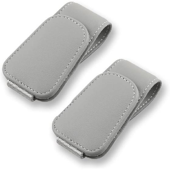 2Pcs Sunglass Holder For Car, Magnetic Leather Eyeglass Hanger Clip For Car Sun Visor, Sunglasses Holder And Ticket Card Clip For Car Visor