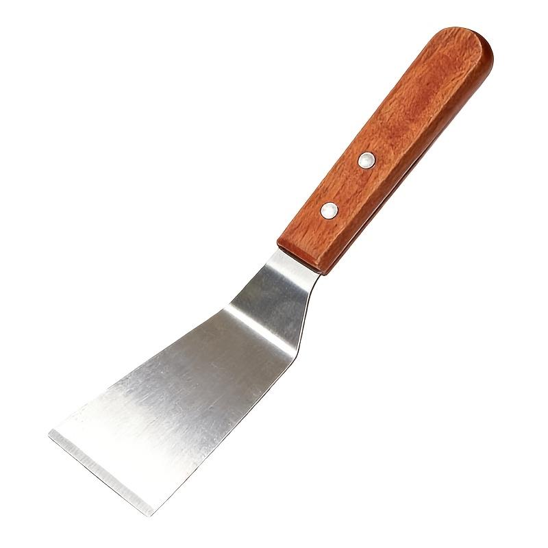 1/2pcs Stainless Steel Spatula with Angled Edge and Hardwood Handle - Large Metal Turner, Suitable for Cast Iron Skillets