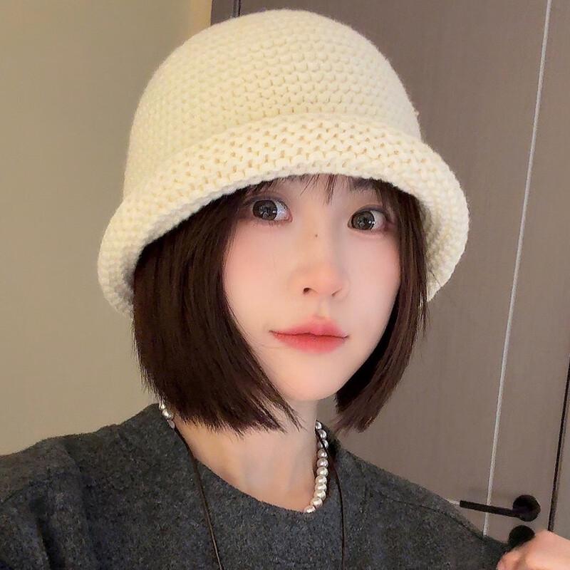 Mei Wan Er Chunky Knit Rolled Brim Bucket Hat E-305 One Size
