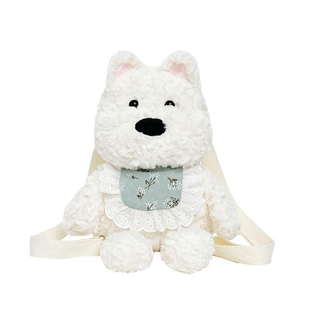 Shoulder Bag Westie Dog Plush Backpack Stuffed Running Dog Knapsack  Kids Playing Supplies