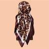 Leopard Square Silk Scarf Women Luxury Design Satin Print Hijab Scarves Pareo Bandana Ladies Shawl Wrap Headband Foulard 90*90cm