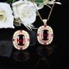 Haute Couture Jewelry Fortune Topaz Pendant, Luxury Ruby Set Engagement Ring Necklace