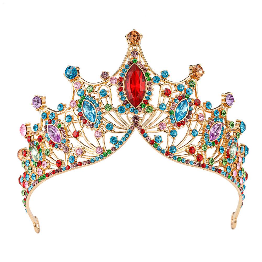 

Новые свадебные элегантные винтажные красочные хрустальные диадемы в стиле барокко, короны для женщин и девочек, свадебные украшения для волос, аксессуары