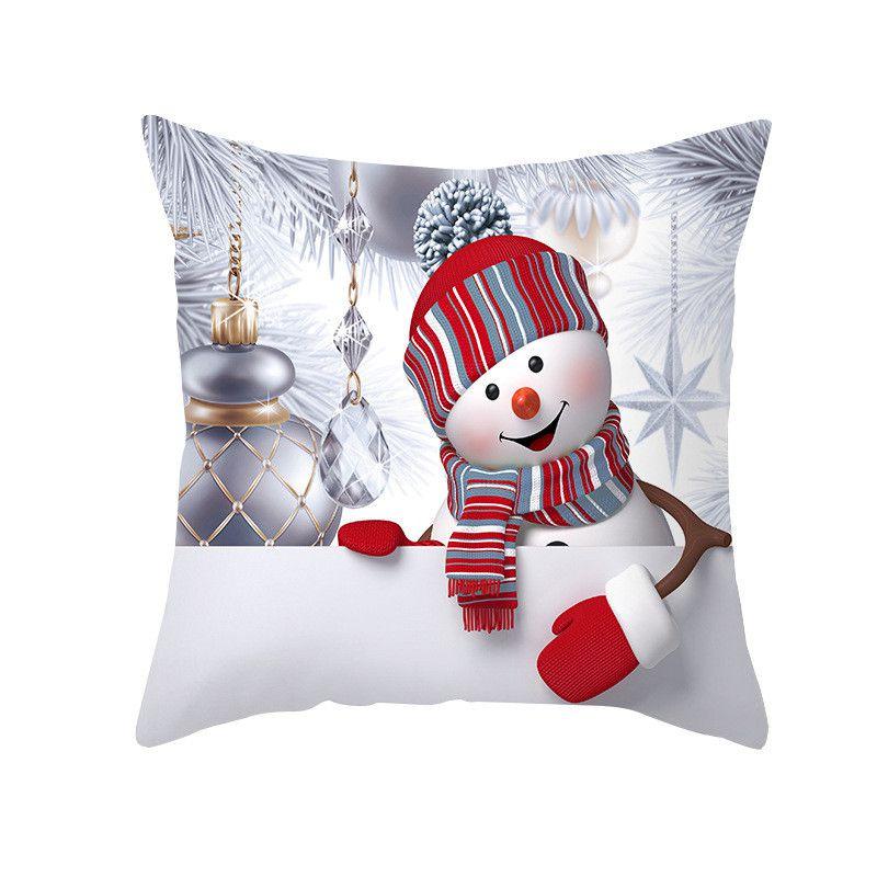 Cozy 18" Christmas Cushion Cover Featuring Cute Santa Claus And Snowman For Holiday Charm