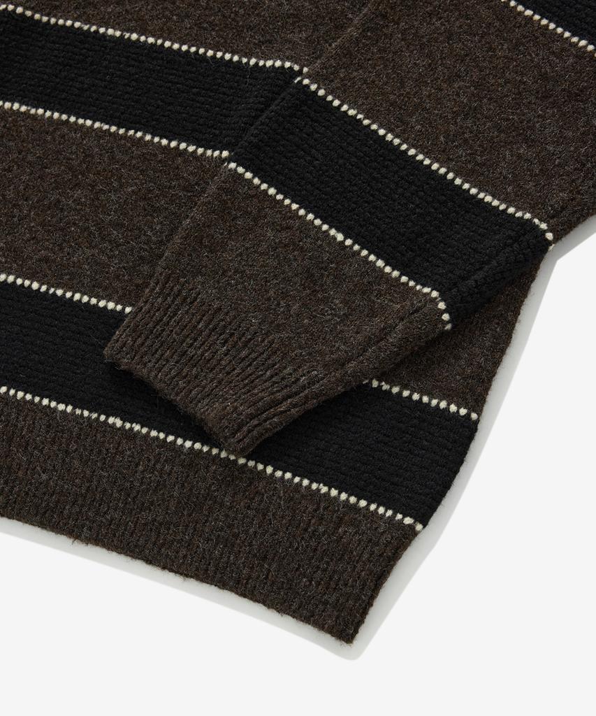 COVERNAT Striped Collar Knit Brown