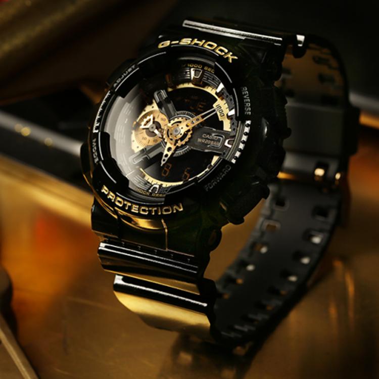 G-Shock 200M Waterproof Quartz Movement Resin Strap Watch Men Watches Black GA-110GBX-1APR