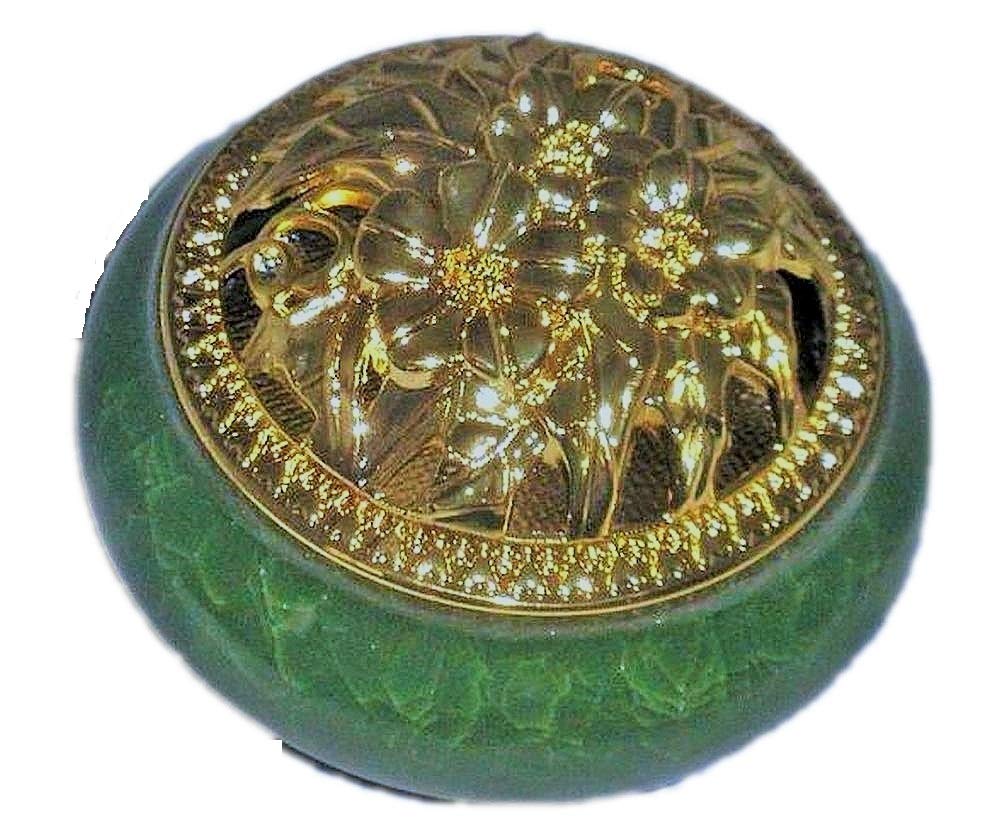 

[Good En Store] Green Incense Burner, 9.3cm Diameter, Ceramic, Aroma, Purple Sand, Buddhist Altar, Jiangsu Province, China