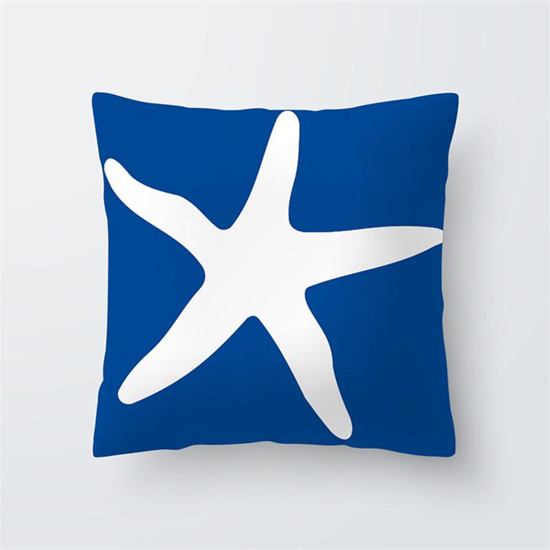 Blue Ocean Starfish Animal Print Pattern Cushion Cover for Home Living Room Sofa Bedroom Decoration Throw Pillow Cover