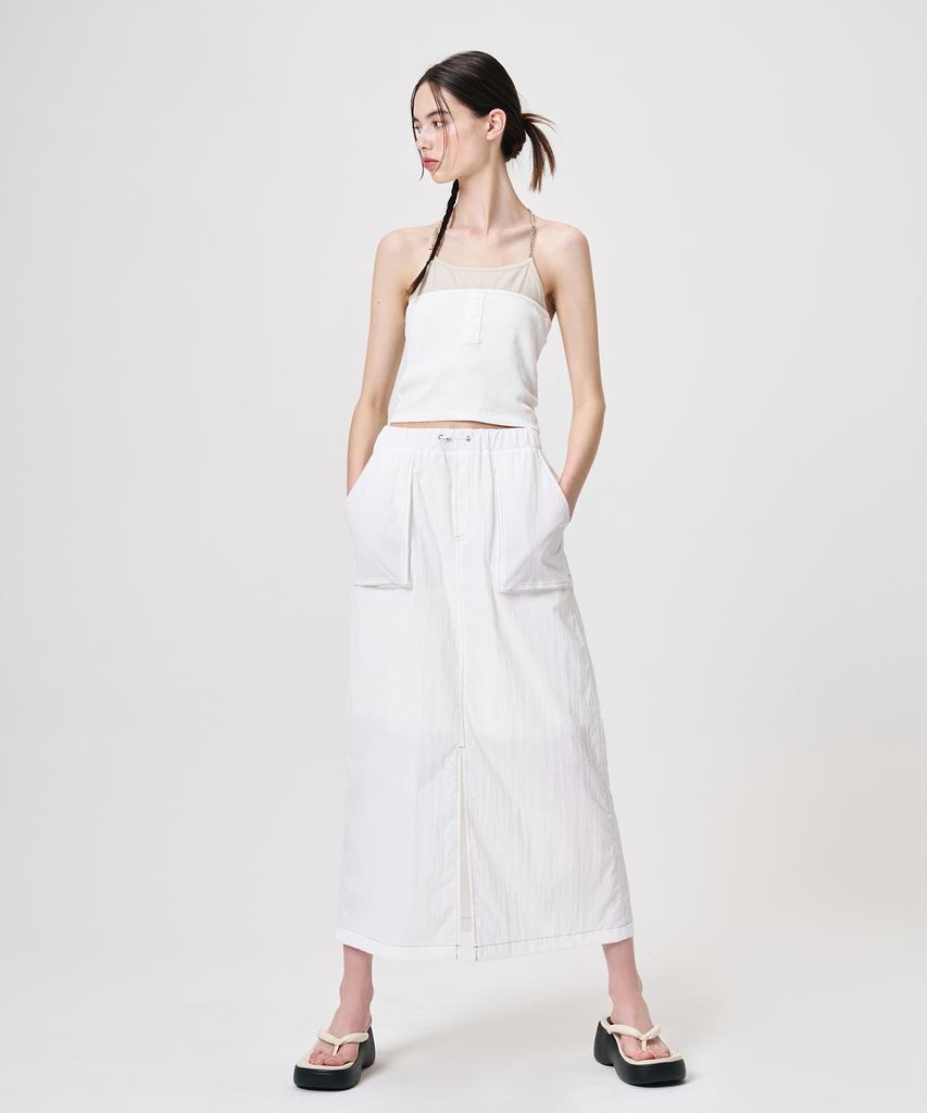 Etmont Pocket Stitch Maxi Skirt, White
