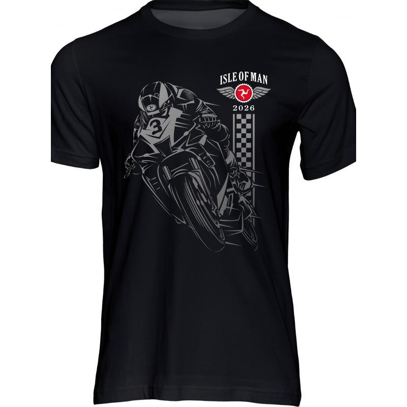 Isle of Road Races Shadow Bike T-Shirt - Motorcycle Racing Print, Casual Round Neck Tee Suitable for - Wear, Machine Washable for Motorsport Fans &