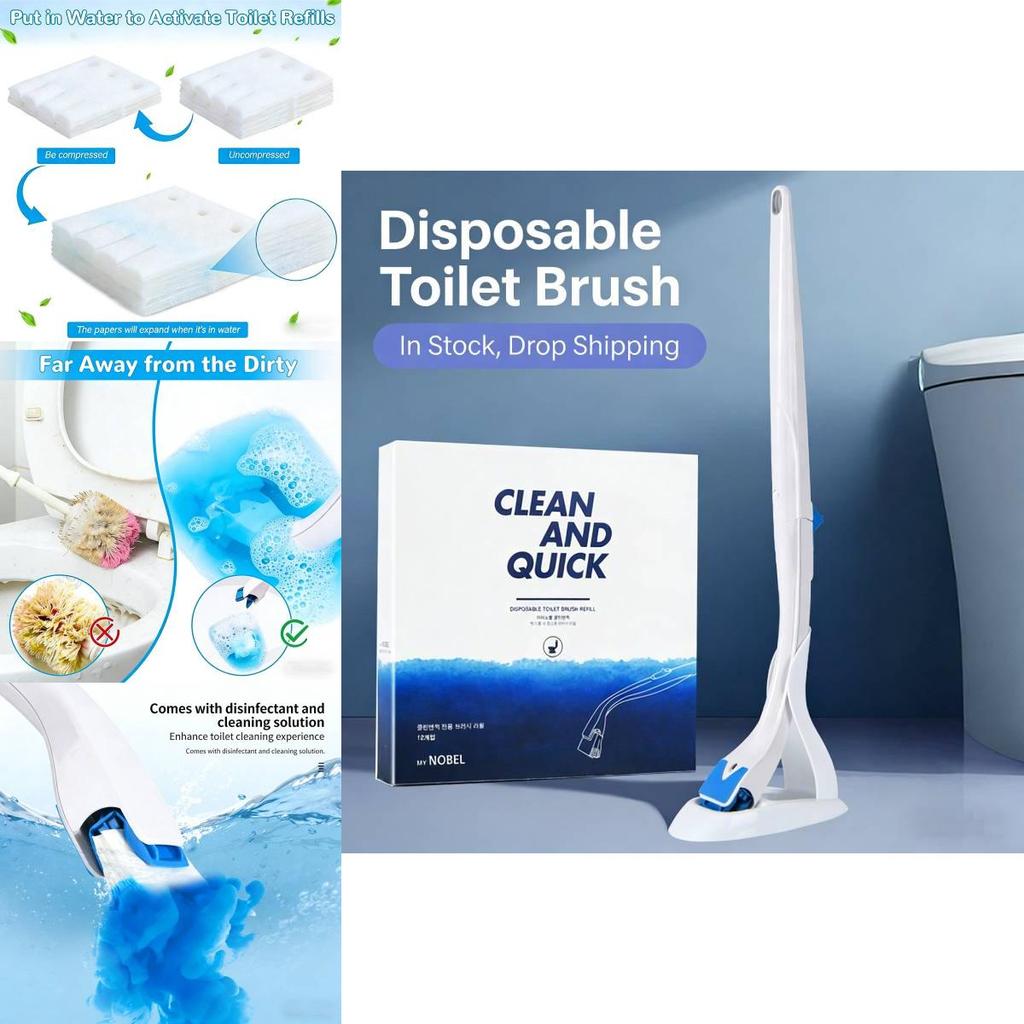 Modern Minimalist Disposable Toilet Brush Set With Cleaning Liquid For Home Bathroom Cleaning Supplies