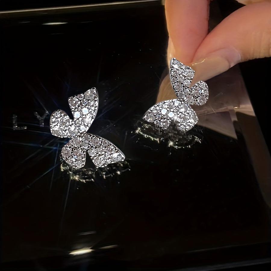 Elegant Rhinestone Butterfly Stud Earrings
