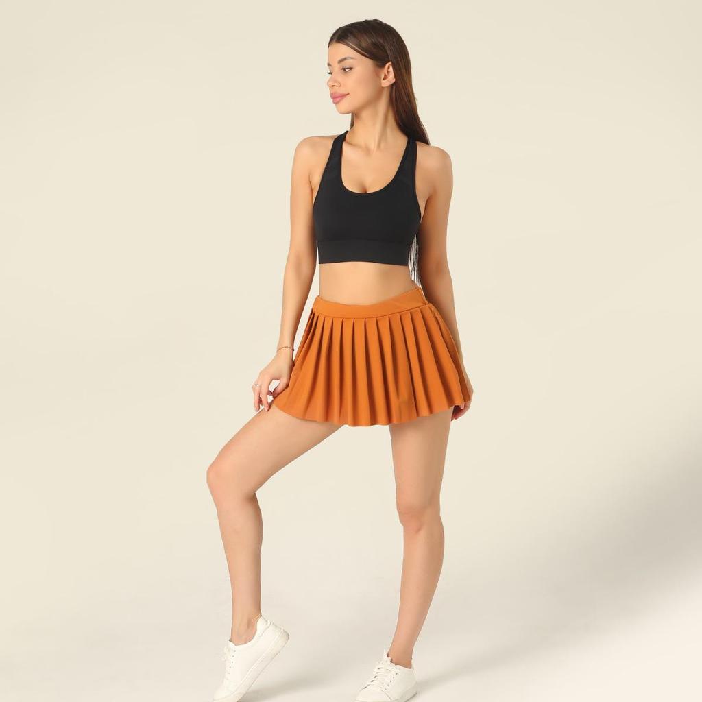 2024 Elastic Waistband Super Short Pleated Skirt, 32 cm Length, No Safety Pants