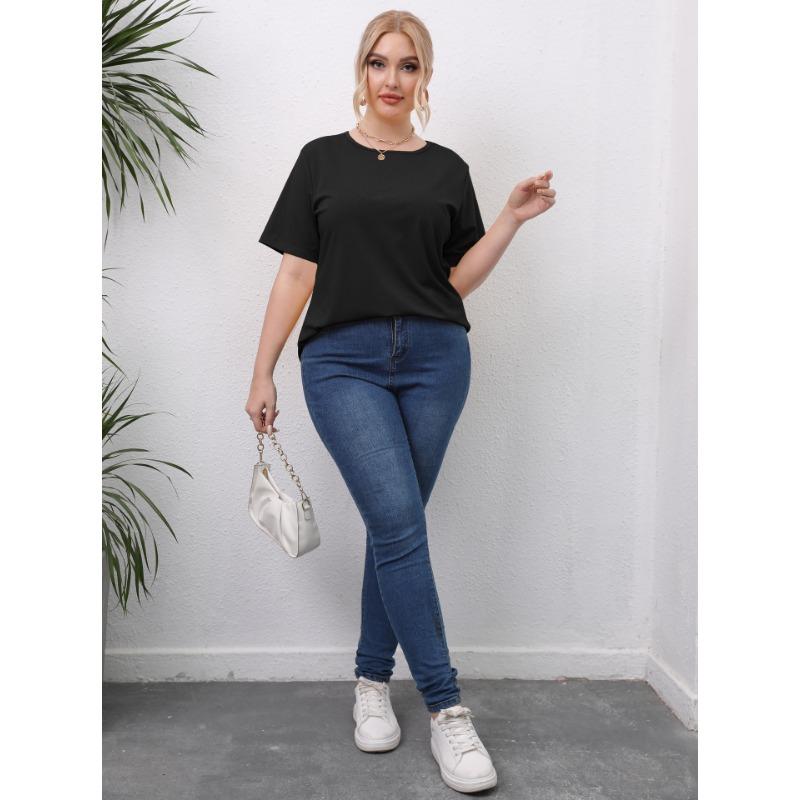 Summer Women's T-shirt Plus Size Hollow Out Casual Top Short Sleeve Casual T-shirt