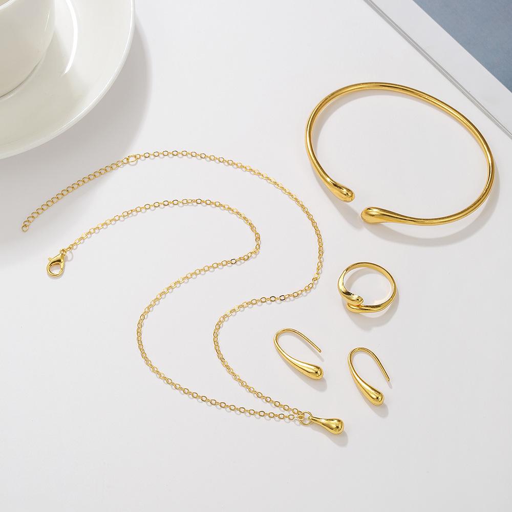 European Water Drop Jewelry Set: Necklace, Earrings, and Bracelet
