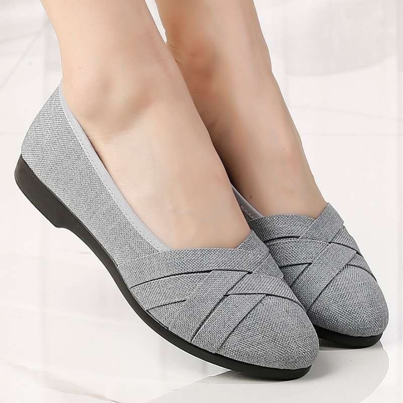 Alte Nord-Stoffschuhe Damen flachsohlige vielseitige Einzelschuhe flachmündig flachabsätzig Mutterschuhe atmungsaktiv weichsohlig extra groß Damen