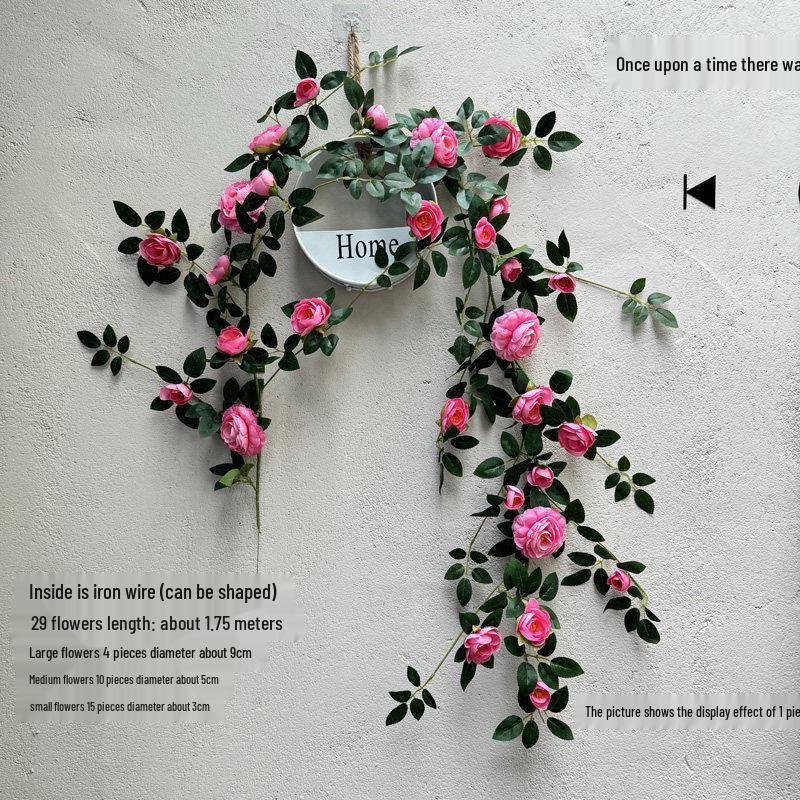 Rose Vine Artificial Flower Decor for Air Conditioner Pipes or Balcony Railings