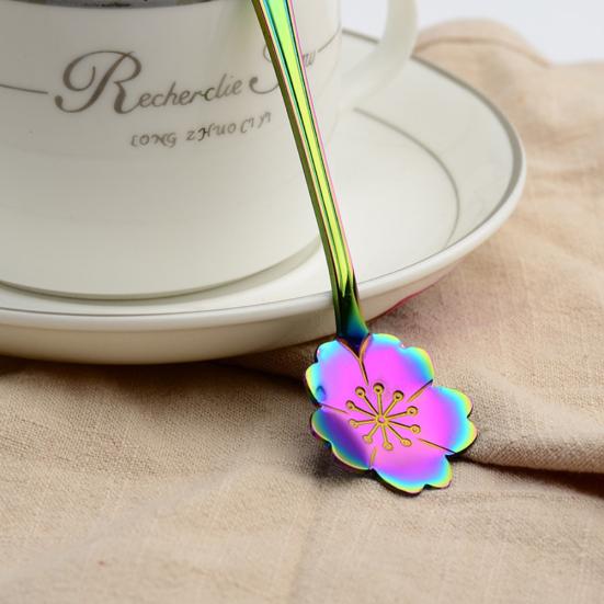 8ks květina Nerezová káva Kávový šálek Čajová lžička Čajová lžička Kuchyňské nářadí Dárek