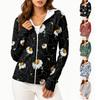 Sudadera con capucha ligera para mujer con cremallera, bolsillos, manga larga, estampado floral, chaqueta con protección solar, prenda exterior informal