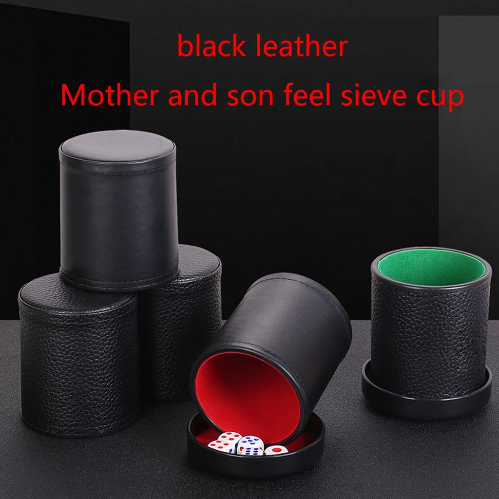 Double Layer Dice Cups Black PU Leather Green Red Flannel Lining Dice Cup Bar Game KTV Entertainment Supplies