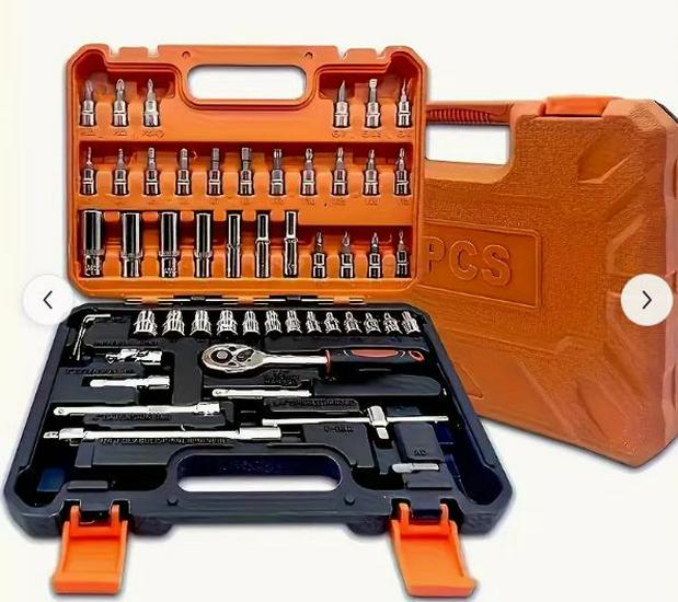 53-Piece Hex & Phillips Screwdriver Set with Ratchet Wrench & Socket Tool for Car & Motorcycle Repair