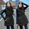 Women's down cotton medium and long cotton vest outer wear cotton vest loose warm waist drawstring vest
