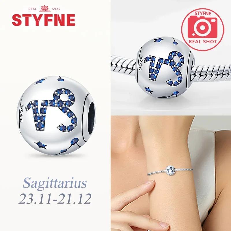 Copper Twelve Constellations Charms Round Beads Diy Creative Fine Jewelry Gifts Original Bracelets For Women Making