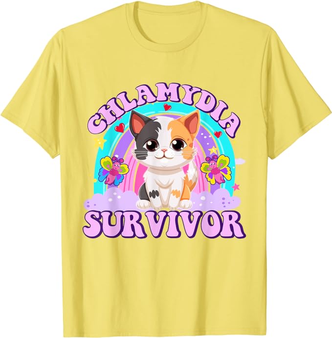 Chlamydia Survivor Cat Meme Funny Shirts for Men Adult Humor T-Shirt Cat Oddly Specific Graphic Tee Kitty Lover Kitten Clothes