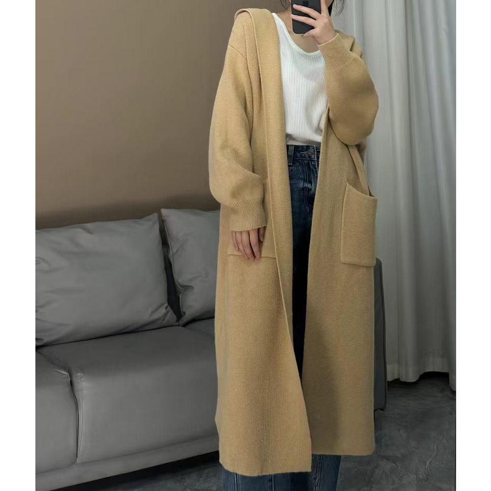 YYFS Women's Fashion Casual Fall Winter Solid Color Print Long Sleeve Hooded Tops Women's Clothing Woolen Knitwear Sweaters