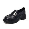 Platform Shoes Women's 2025 Autumn Round Head Waterproof Table Muffin Heel One-pedal Loafers Small Leather Shoes Single Shoes for Entities