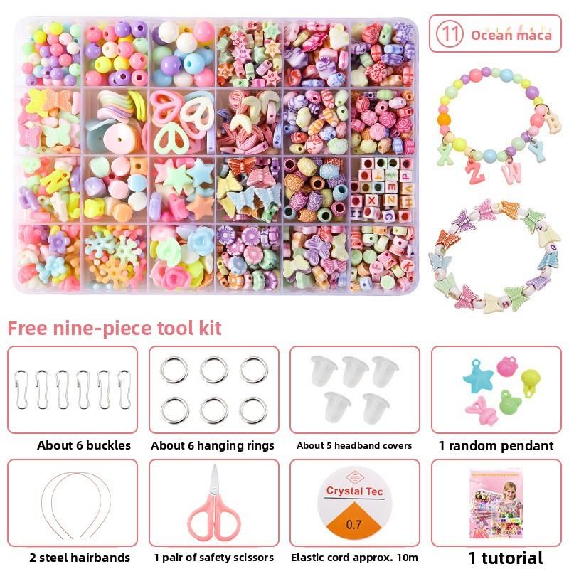 Children Bead Crafting Set Colorful Plastic Materials Handmade Accessories Gift