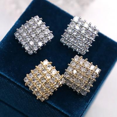 High-End Geometrische Rhombus Tide Ohrstecker, Voll von Zirkonium Retro Hong Kong Stil, Reihe von Diamanten Modische Ol Ohrringe