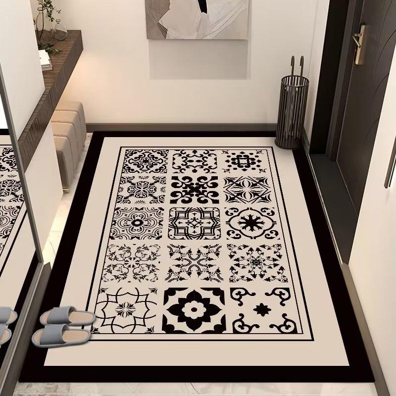 European Classical Entrance Carpet Square Foyer Entrance Floor Mat Floor Mat Bathroom Absorbent and Dirt Resistant Floor Mat