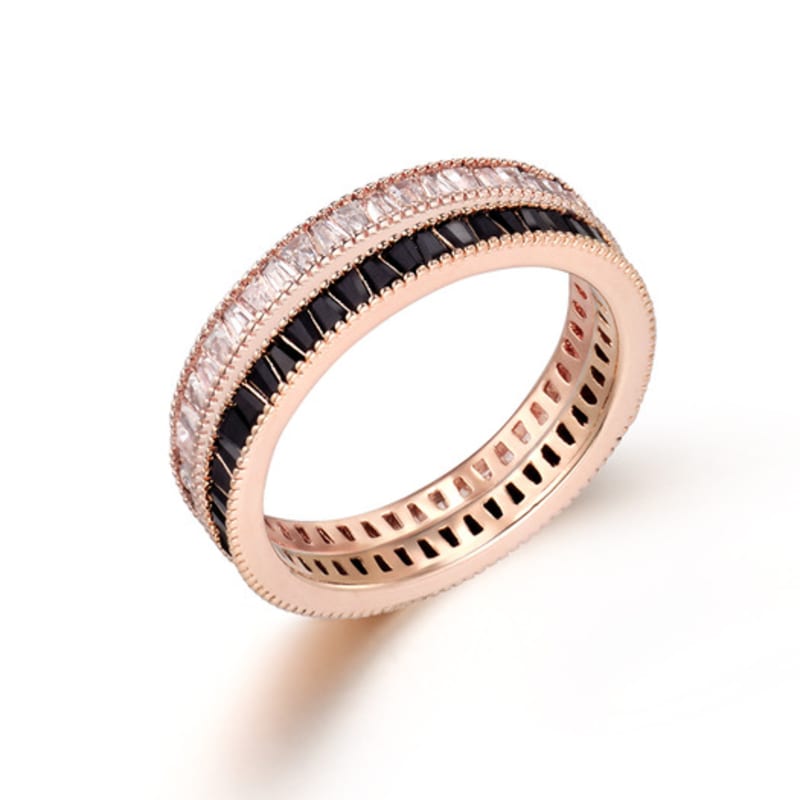 ELLE Jewelry White Black Stone Layered Ring ELBRWR146