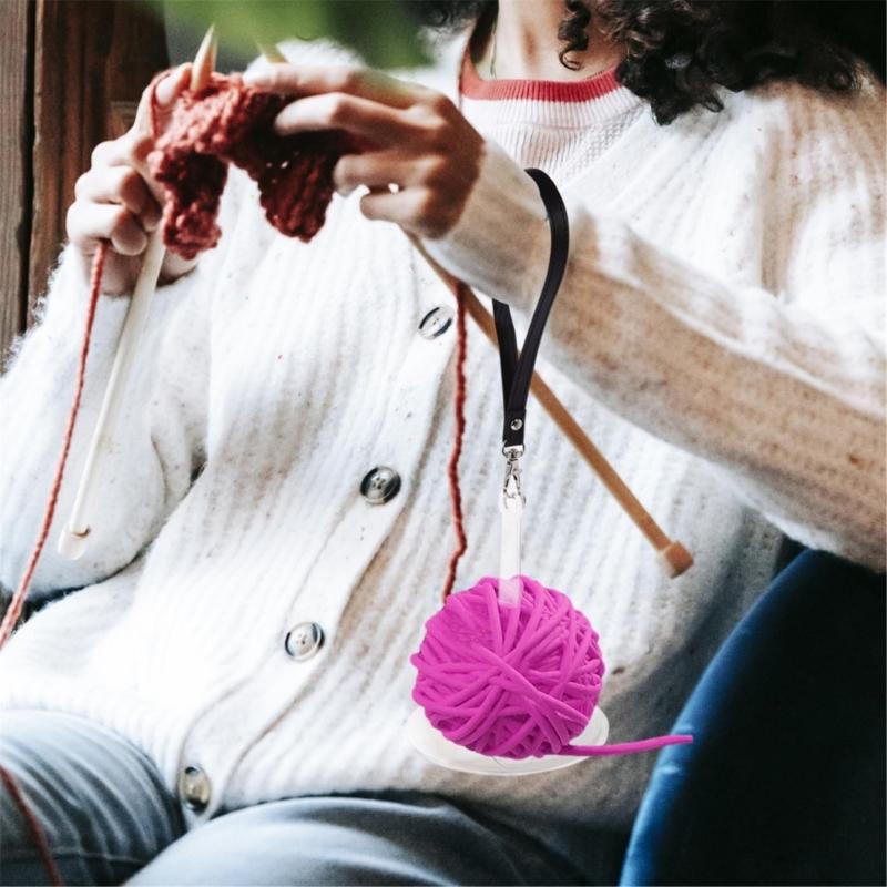 Yarn Holder Acrylic Spinning Knitting Tools Crochet Accessories Stand DIY Sewing Thread Spools with Leather Wrist Strap