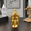 Miniature Buddha Head Statue Creative Southeast Asia Antique Buddha Sculpture Resin Handicraft Zen Home Decorative Figurines