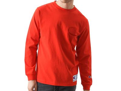 Long Long Sleeve Big C Logo Jock XL [Champion] T-Shirt, T-Shirt, Embroidery, Tag, C3-L422, Men's, Orange,