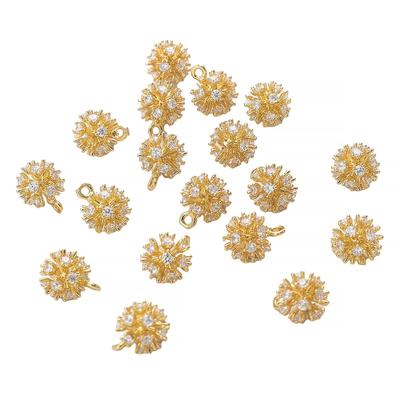 Ciondolo con dente di leone in zirconi intarsiato in rame per gioielli fai-da-te che realizzano accessori artigianali
