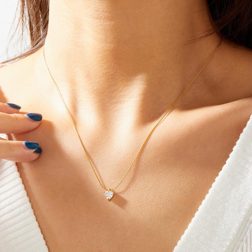 DIEYURO 316L Stainless Steel Shiny Cubic Zirconia Round Pendant Necklace For Women Classic Waterproof Neck Chain Wedding Jewelry