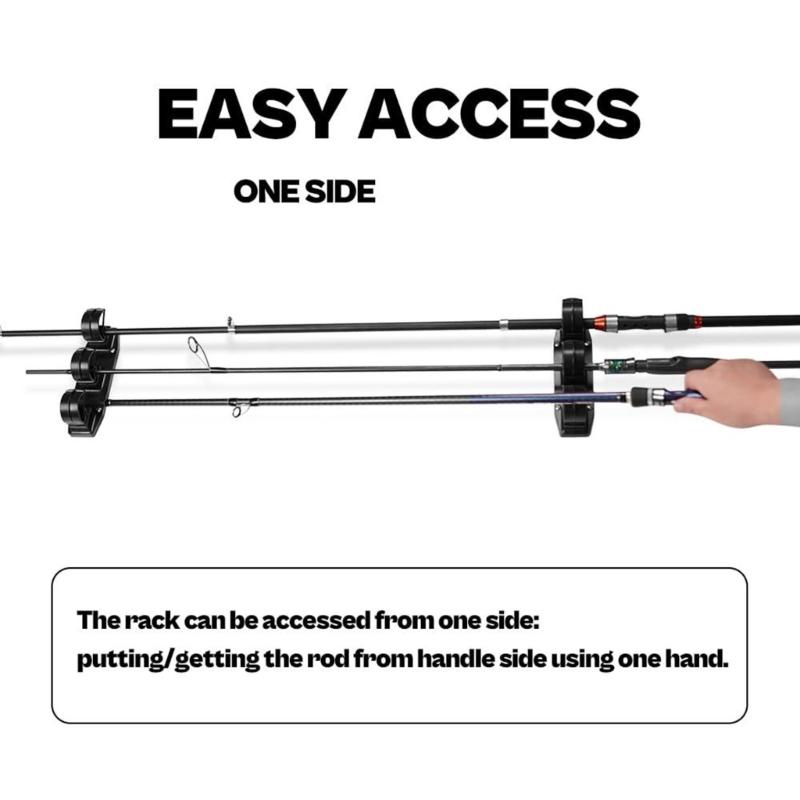 Light Weight Fishing Poles Rack Wall Mounted Fishing Rod Holder Horizontal Support 3 Rod Rack for Boats/Wall/Truck Bed