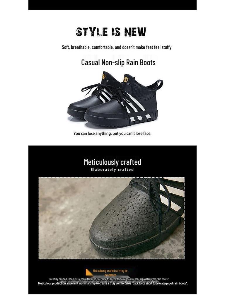 Kuchařské protiskluzové pánské nepromokavé krátké holínky - Odolné, lehké gumové boty pro venkovní použití, do kuchyně a na mytí aut.