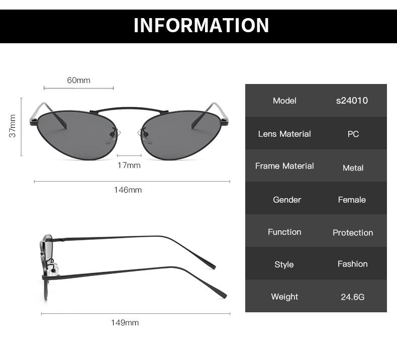 Metal Punk Cat Eye Sunglasses Women Men New One Piece Sun Glasses Lady Trendy Steampunk Cateye Gold Black Eyewear Female