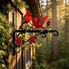 Suporte de Vaso de Flores de Metal para Pátio, Suporte de Planta Pássaro Vermelho, Gancho de Parede Externo, Decoração de Jardim Montada, Suporte para Comedouro, Plantas Penduradas, Comedouro, Vento