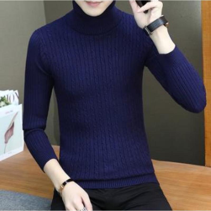 Autumn and Winter Turtleneck Sweater Men's Hong Kong Style Slim-fit Versatile Pullover Knitted Sweater Trend Bottoming Sweater Sweater