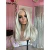 White Wig With Bangs Body Wave Lace Fornt Wig Synthetic And Blend Premium Fibre Heat Resistant Cosplay Pre Plucked For Women