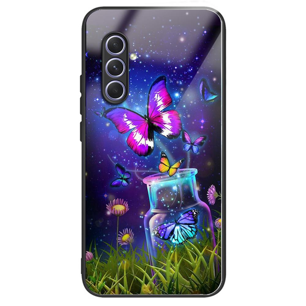 For Samsung Galaxy A54 5G TPU Frame Tempered Glass Case Phone Protective Cover