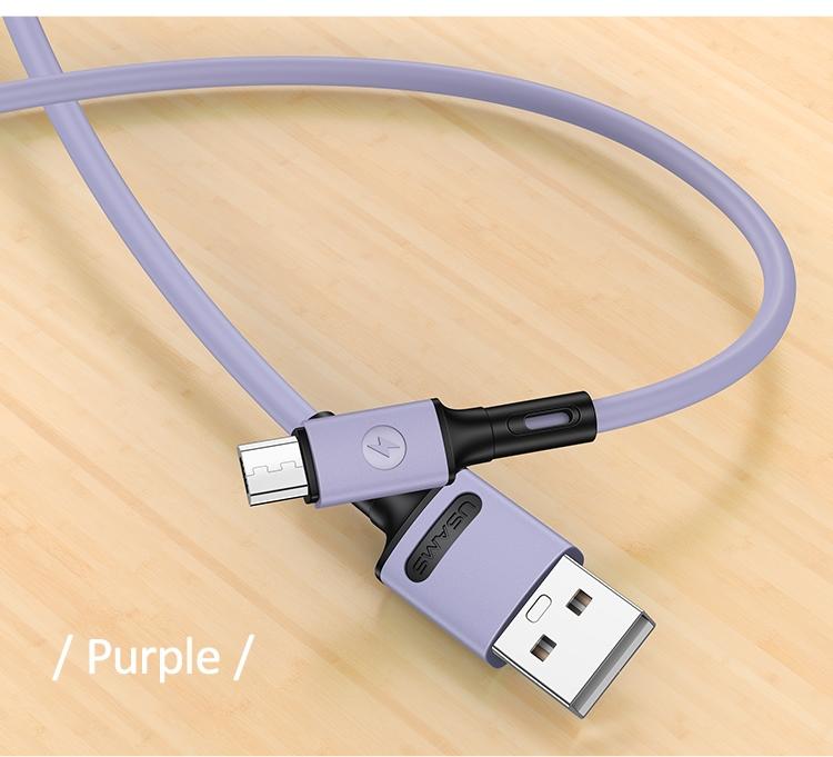 Usams Kabel U52 Microusb 2A Fast Charge1M Purpurowy/Purple Sj435Usb04 (Us-Sj435)