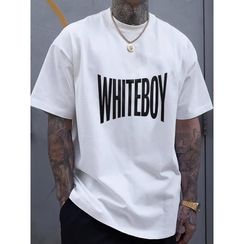 

European sizes Large Black Tee Featuring BOLD WHITEBOY Print - Urban Fashion for Everyday Wear 4XL білий