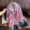 Luxury Embroidery Cashmere Winter Scarves Women Pareo Cape Warm Muslim Modal Hijabs Shawl Chunky Headscarf Ladies Elegant Poncho